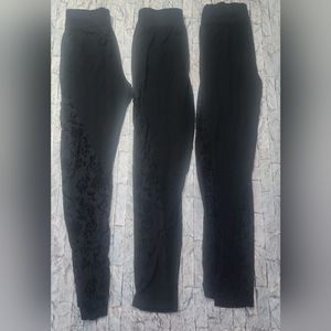 Shein Used Leggings Black Sheer Floral Med Lot of 3